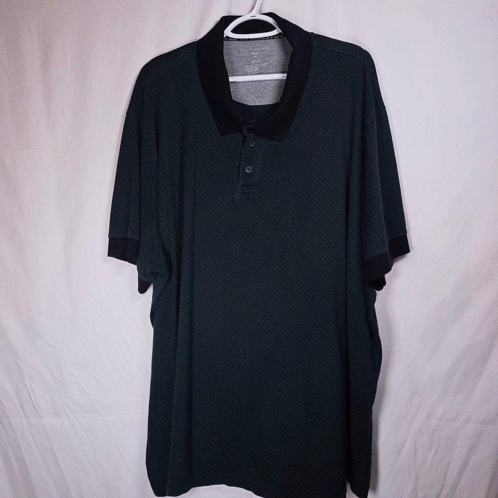 Shaquille O'Neal Mens 4XL Polo Shirt Green Textured Short Sleeve Cotton XLG